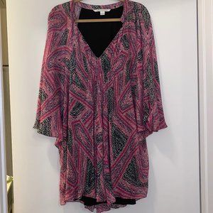 DVF Flowy Silk Print Dress - Pink / Black / White